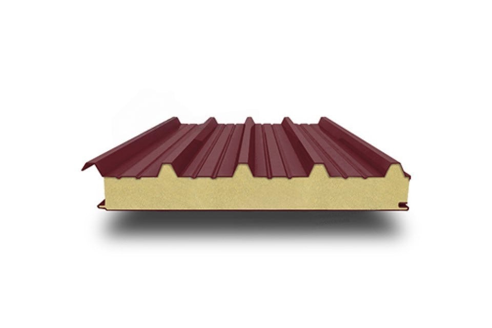Акустическая кровельная сэндвич-панель, минвата, 1000 мм, толщина 200 мм, 0.5/0.5, Полиэстер